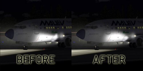 Redefined fuselage landing lights texture for iFly B737-600